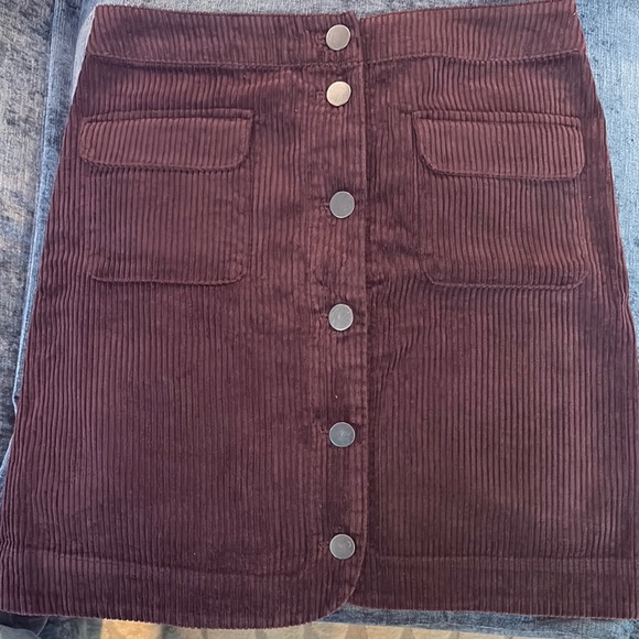 LOFT Dresses & Skirts - Corduroy Button-Front Skirt - Brown